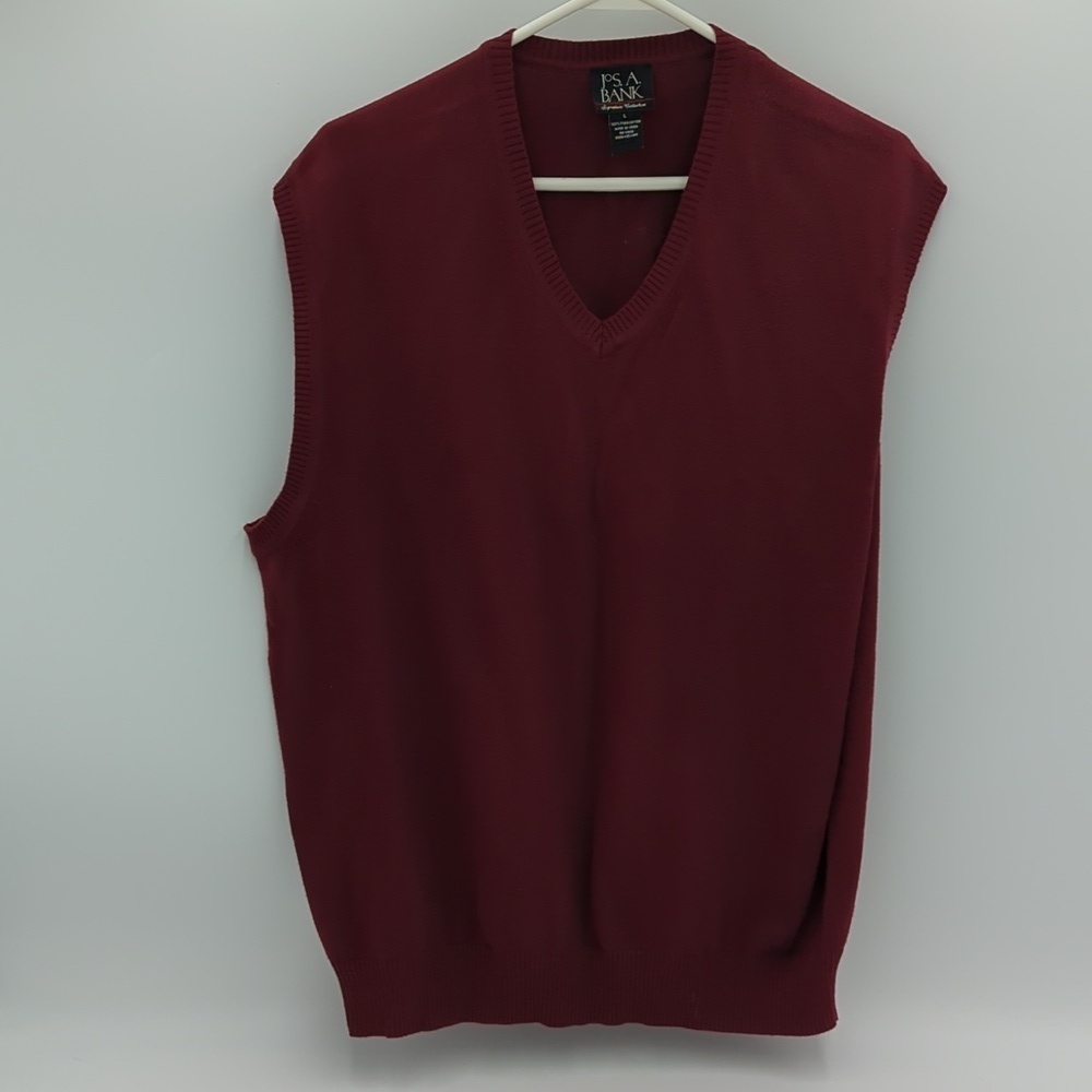 Jos. A. Bank Men's Red Sweater Vest Size L 100% Pima Cotton V Neck